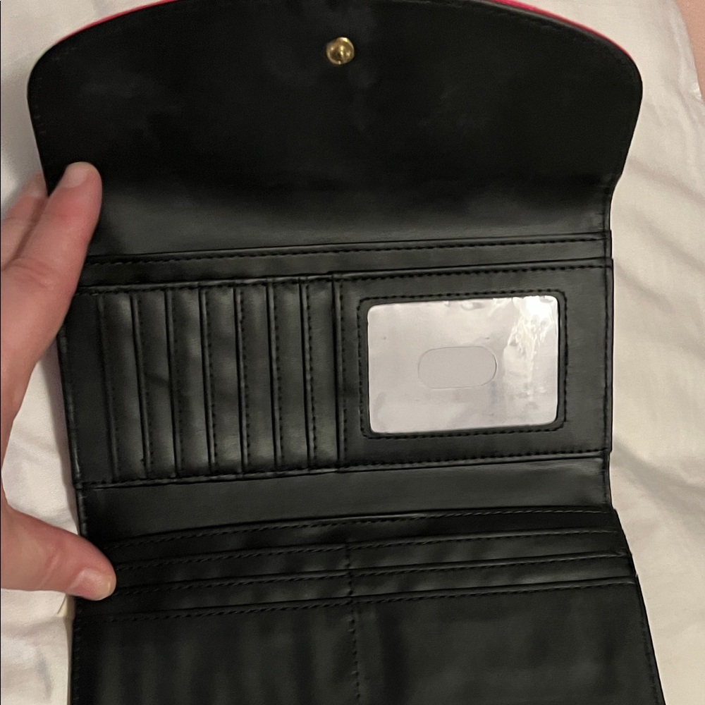 Trina Turk Black Multicolor Confetti Wallet with Hot Pink Flap - Picture 3 of 7